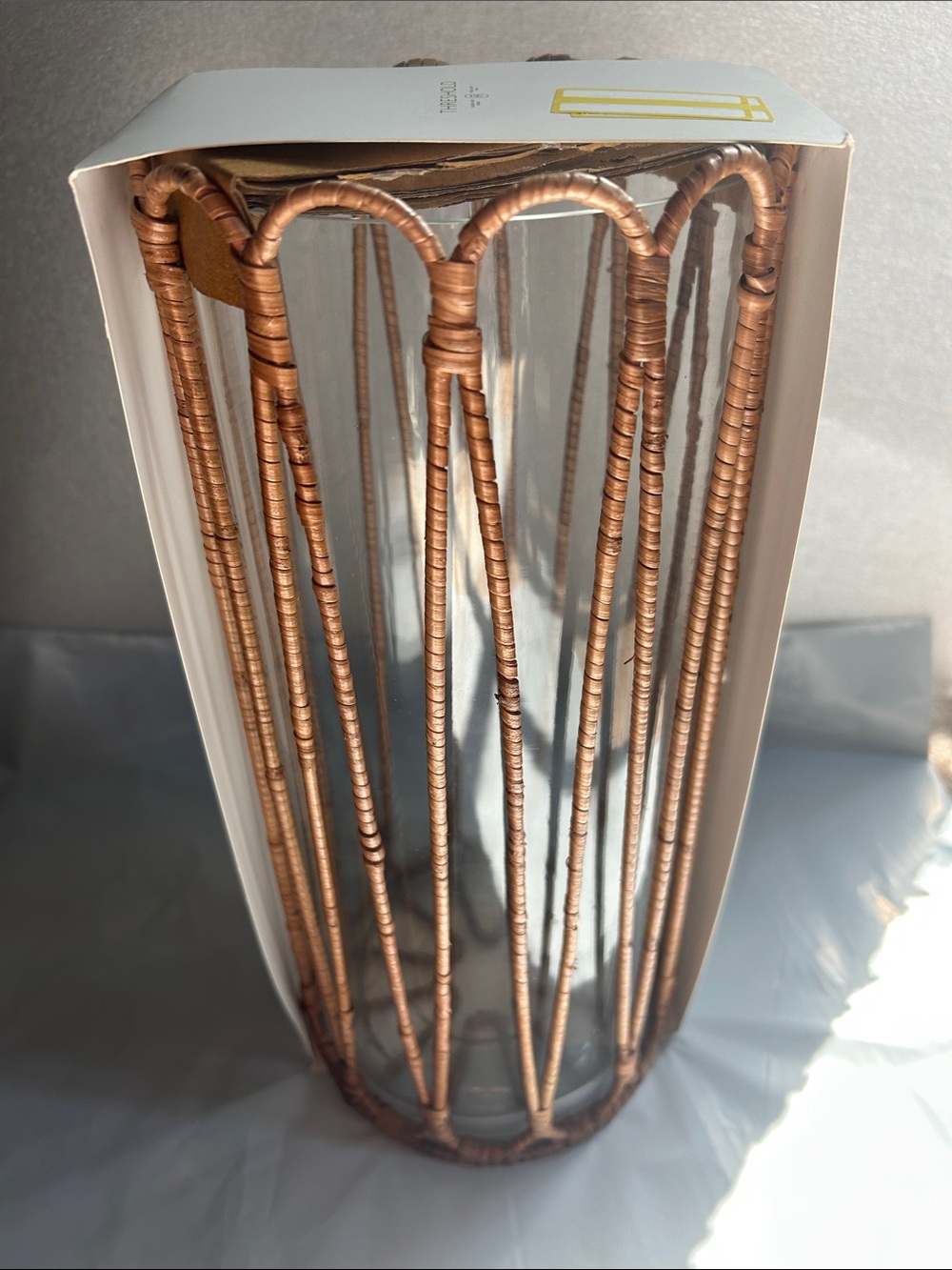 Threshold Rattan Wrapped Hurricane Candle Lantern , Large Size - Picture 9 of 9